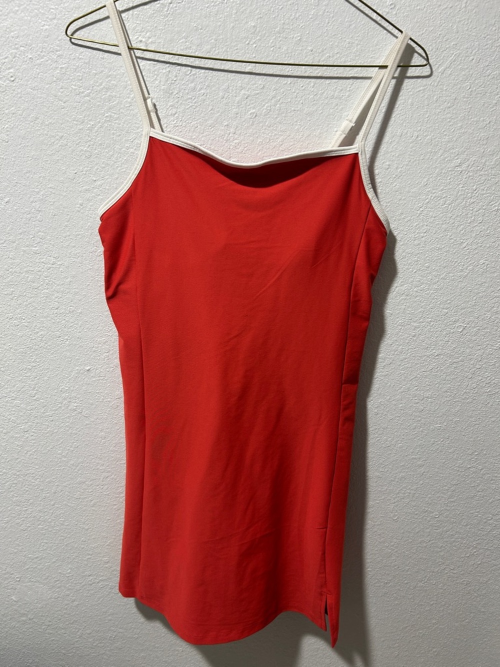 Old Navy Red Camisole Slip Dress with Cream Trim